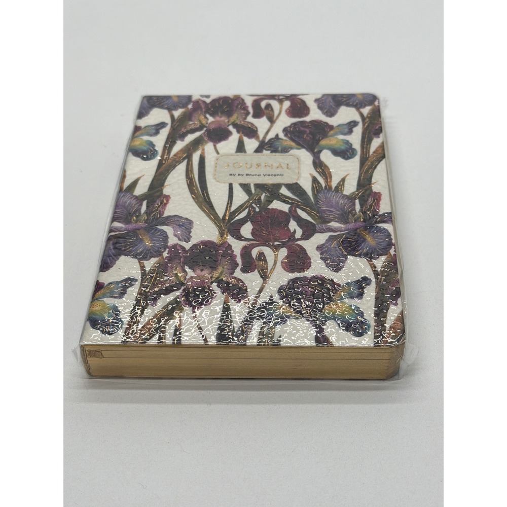 Bruno Visconti Purple Iris Floral Journal Gold Gilded Edges Hardcover New